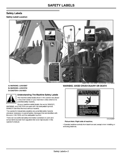 John Deere 375 485 Backhoe Operator Guide OMLVU22914 PDF