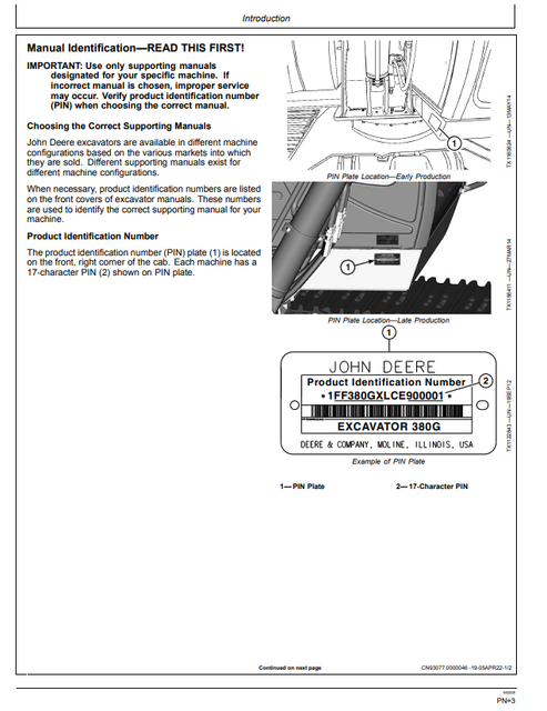 John Deere 380GLC Excavator Operation Manual PDF