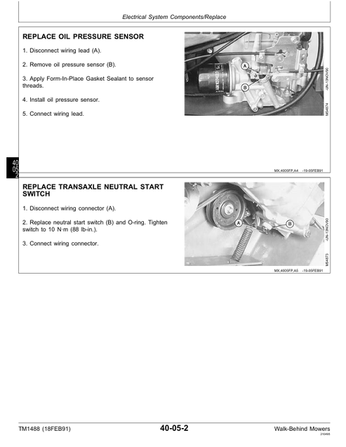 John Deere 38 48 54 Inch Mower Technical Manual TM1488 PDF