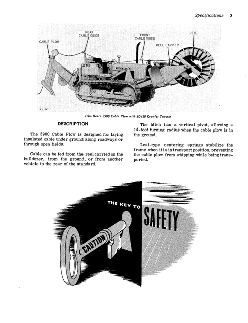John Deere 3900 Cable Plow Operating Manual OMK38584 PDF