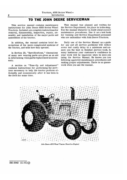 John Deere 4010 Series Tractor Repair & Service Manual PDF