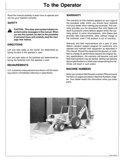 John Deere 401D Tractor Operation & Maintenance Manual PDF