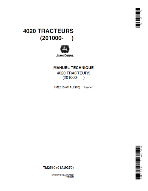 John Deere 4020 Tractor Service & Repair Manual TM2510