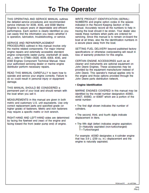 John Deere 4039 4045 6068 Marine Engine Manual PDF