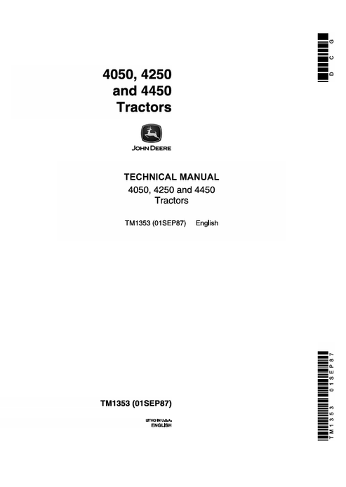 John Deere 4050, 4250 & 4450 Tractor Technical Manual TM1353