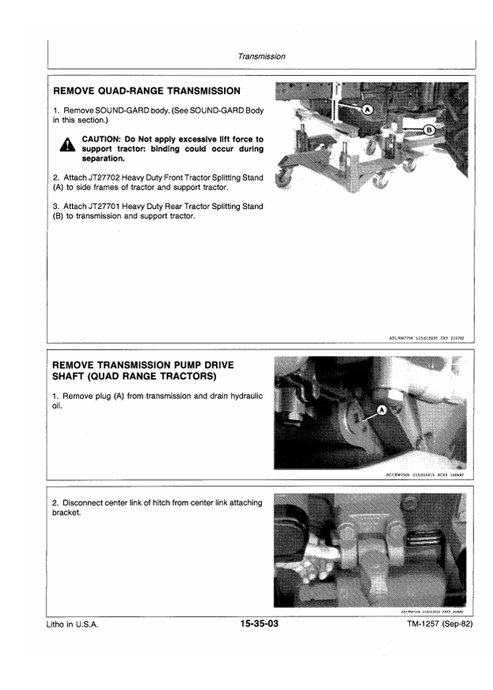 John Deere 4050, 4250 And 4450 Tractor Repair & Technical Manual