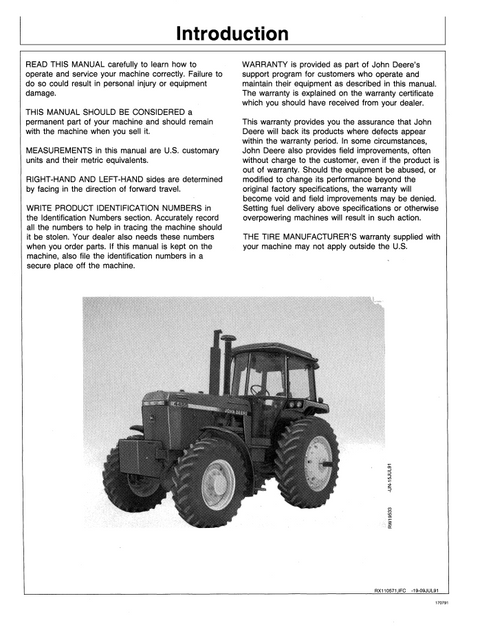 John Deere 4055 4255 4455 Tractor Operator Manual PDF