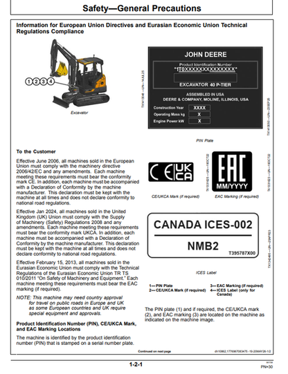 John Deere 40 P Excavator Operator & Maintenance Manual PDF