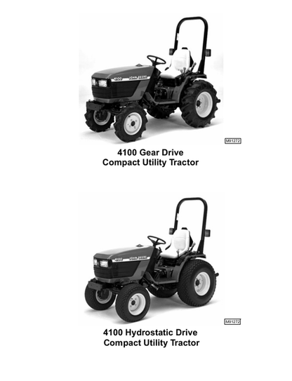 John Deere 4100 Compact Tractor Service & Repair Manual TM1630 PDF