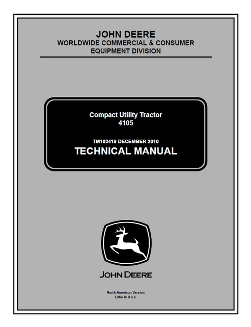 John Deere 4105 Compact Utility Tractor Technical Manual TM102419