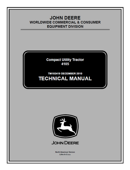 John Deere 4105 Compact Utility Tractor Technical Manual TM102419