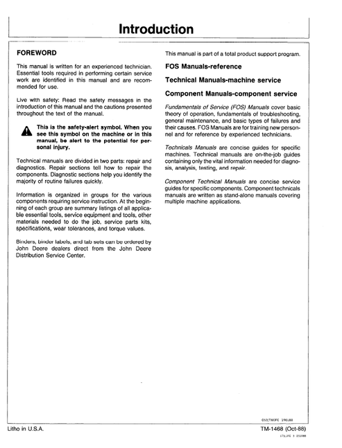 John Deere 410B & 410C Backhoe Loader Operation Test Manual TM1468