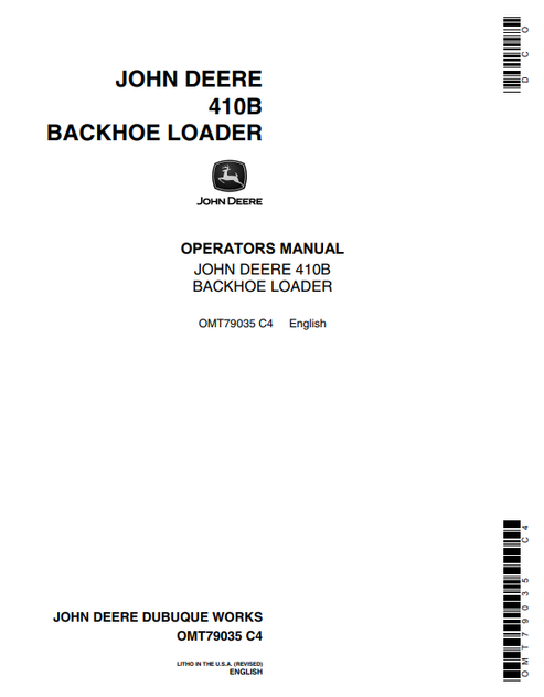 John Deere 410B Backhoe Loader Operator Manual OMT79035
