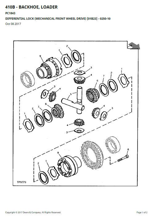 John Deere 410B Loader Parts Identification Manual PC1843