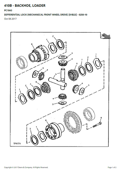 John Deere 410B Loader Parts Identification Manual PC1843