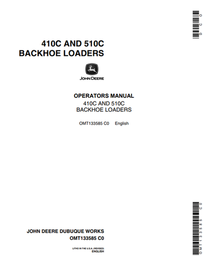 John Deere 410C And 510C Backhoe Loader Operator Manual OMT133585