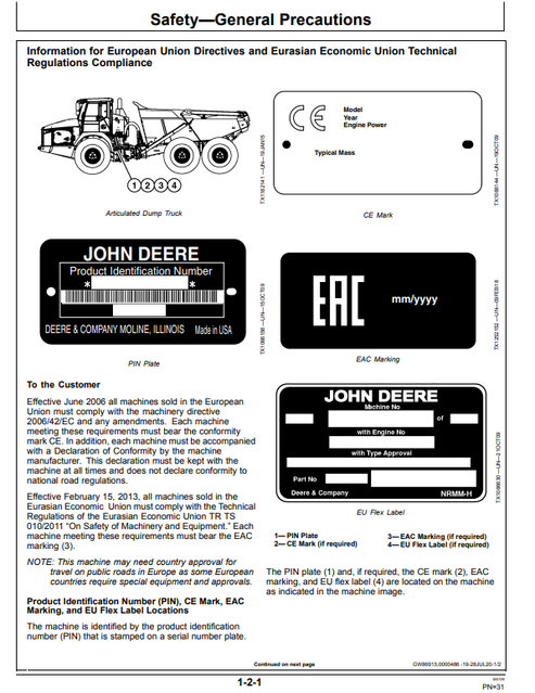 John Deere 410E-II 460E-II ADT Operator & Maintenance Manual