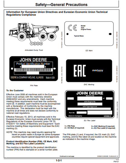 John Deere 410E-II 460E-II ADT Operator & Maintenance Manual