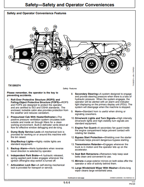 John Deere 410E-II & 460E-II Articulated Dump Truck Operator Guide