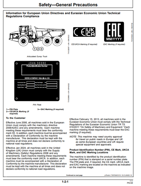 John Deere 410P 460P ADT Operator & Maintenance Manual