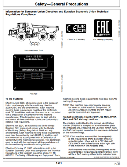 John Deere 410P 460P ADT Operator & Maintenance Manual