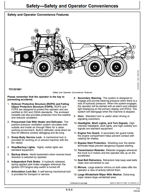 John Deere 410P & 460P Articulated Dump Truck Operating Guide