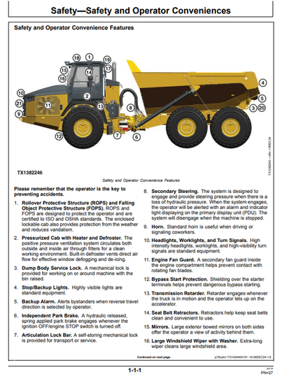 John Deere 410P & 460P Articulated Dump Truck Operating Guide