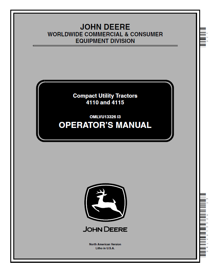 John Deere 4110 and 4115 Compact Utility Tractors Operator Manual OMLVU13326 PDF 
