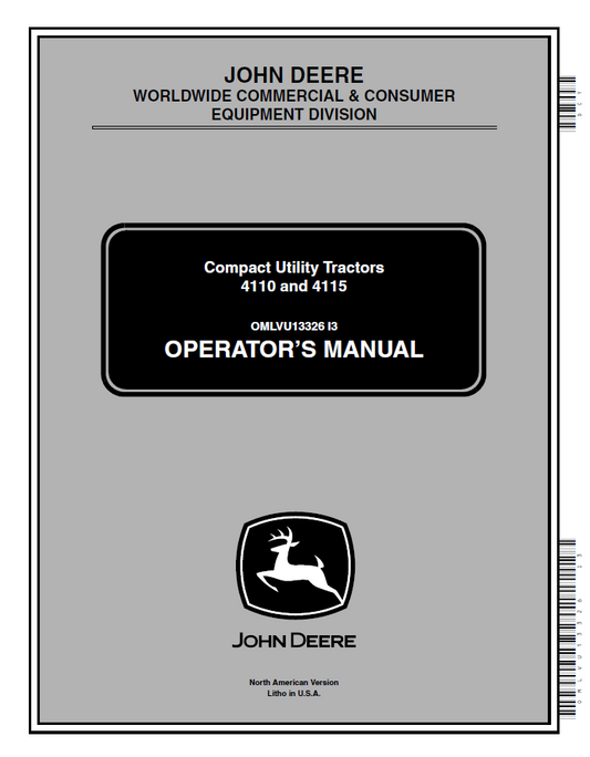 John Deere 4110 and 4115 Compact Utility Tractors Operator Manual OMLVU13326 PDF 