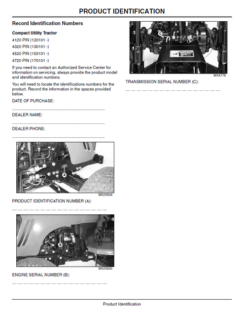 John Deere 4120 4320 4520 4720 Operator Manual OMLVU17927