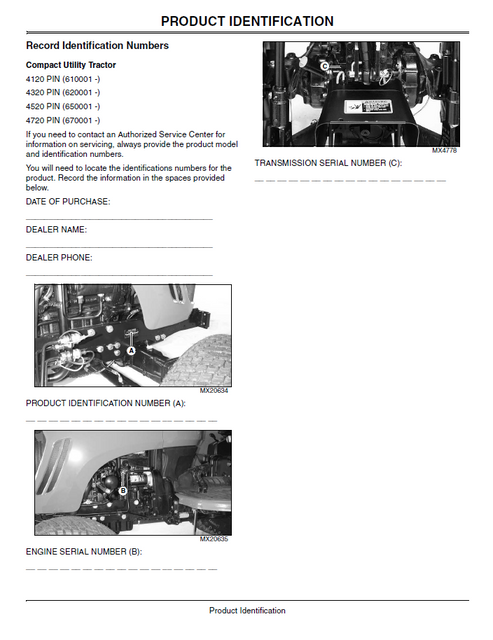 John Deere 4120–4720 Compact Utility Tractor Operating Manual