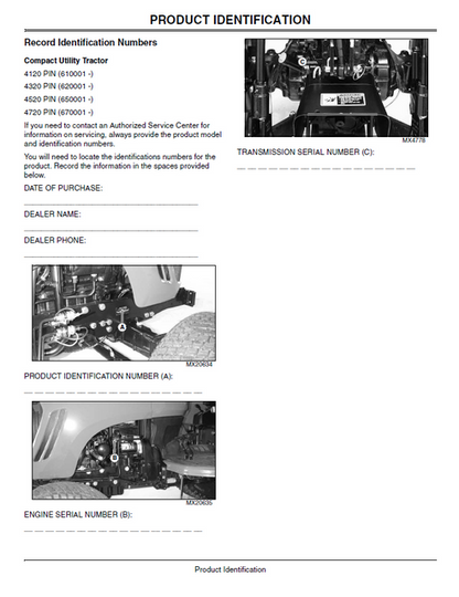 John Deere 4120–4720 Compact Utility Tractor Operating Manual