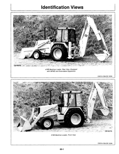 John Deere 415 B, 515 B Backhoe Loader Operation & Maintenance Manual PDF