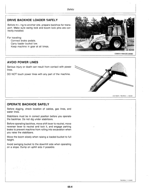 John Deere 415 B, 515 B Backhoe Loader Technical Operator Manual