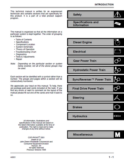 John Deere 4200 4300 4400 Compact Tractor Service & Repair Manual