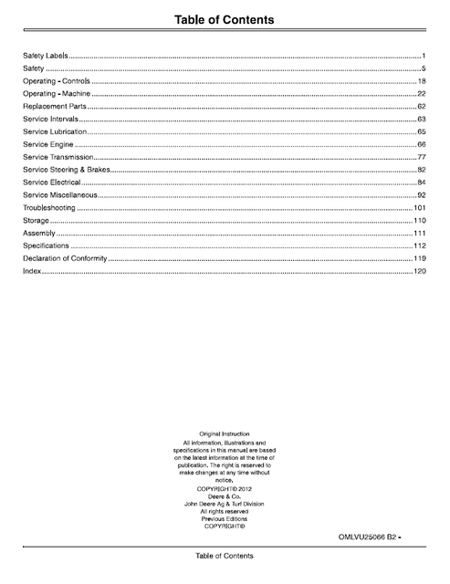 John Deere 4320 4520 4720 Compact Tractor Operating Manual