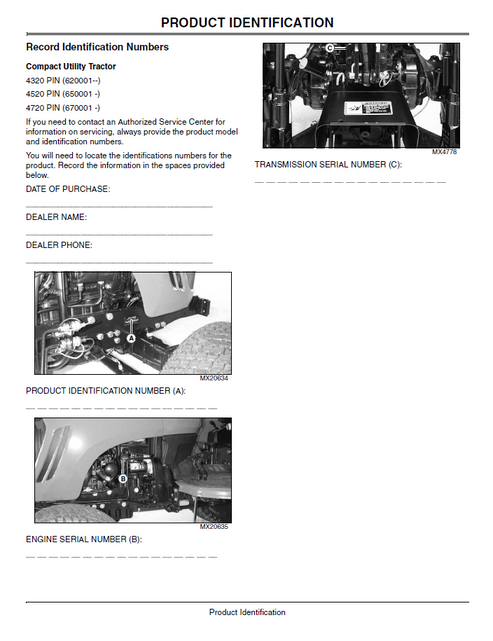 John Deere 4320 4520 4720 Compact Utility Tractor Operating Manual