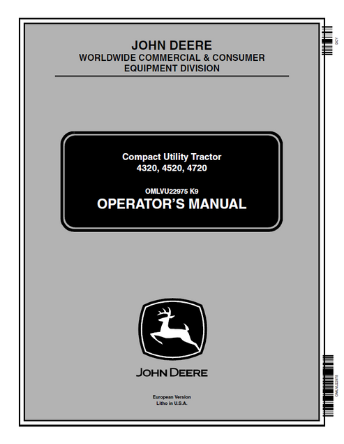 John Deere 4320 4520 4720 Compact Utility Tractor Operator Manual