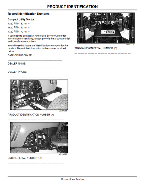 John Deere 4320 4520 4720 Compact Utility Tractor Operating Manual