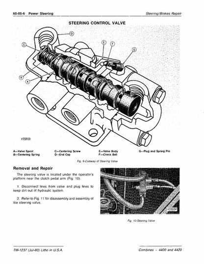 John Deere 4400 4420 Combine Service & Repair Manual TM1237