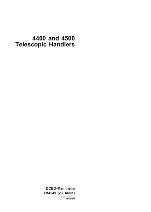 John Deere 4400 & 4500 Telescopic Handler Technical Manual TM4541