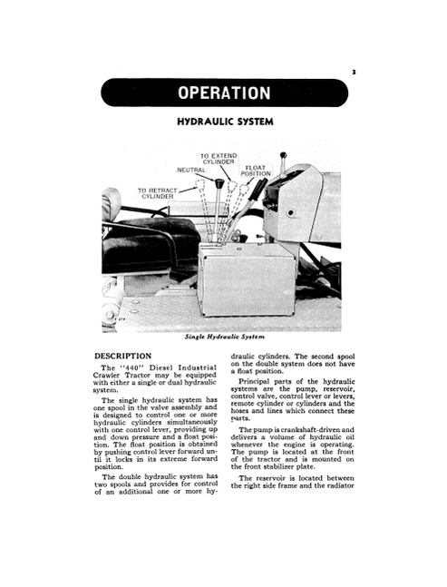 John Deere 440 Industrial Crawler Hydraulic & Hitch Operator Manual