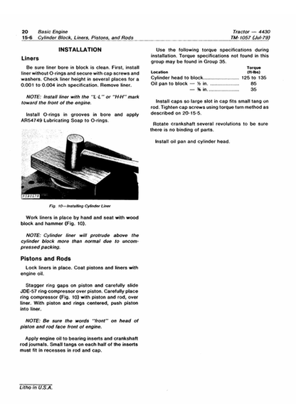 John Deere 4430 Tractor Service & Repair Technical Manual TM1057