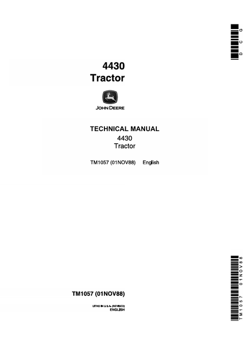 John Deere 4430 Tractor Technical Manual TM1057 PDF
