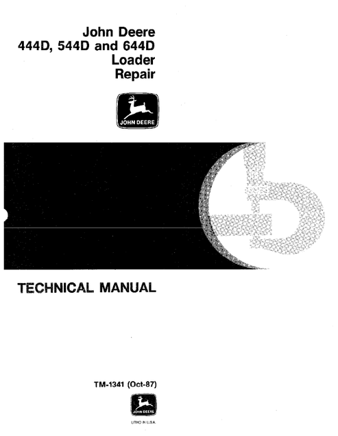 John Deere 444D 544D 644D Wheel Loader Repair Manual TM1341