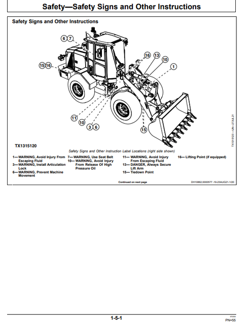John Deere 444 G-Tier Loader Manual OMT440975X019
