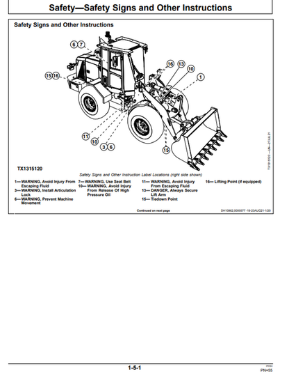 John Deere 444 G-Tier Loader Manual OMT440975X019