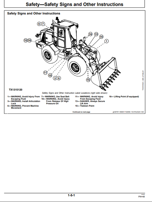 John Deere 444 G-Tier Wheel Loader Operator Manual PDF