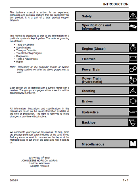 John Deere 4475 5575 6675 7775 Skid Steer Technical Repair Manual