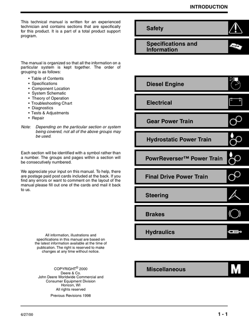 John Deere 4500 4600 4700 Utility Tractor Technical Repair Manual
